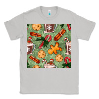 Moon Dust christmas hot chocolate and cookies seamless pattern Classic Tee - BundleAndBundleShop