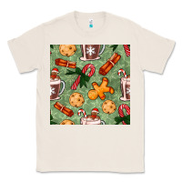 Natural christmas hot chocolate and cookies seamless pattern Classic Tee - BundleAndBundleShop