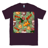 Plum christmas hot chocolate and cookies seamless pattern Classic Tee - BundleAndBundleShop