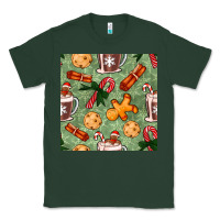 Sports Green christmas hot chocolate and cookies seamless pattern Classic Tee - BundleAndBundleShop