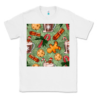 White christmas hot chocolate and cookies seamless pattern Classic Tee - BundleAndBundleShop