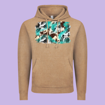 Cowhide Background Western Vintage Hoodie Designed By Texasbilliewilder