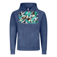 Vintage Denim Cowhide Background Western Vintage Hoodie - texasbilliewilder