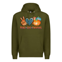 Army Green peace love pumpkins Premium Hoodie - AdoDesignShop