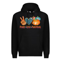 Black peace love pumpkins Premium Hoodie - AdoDesignShop
