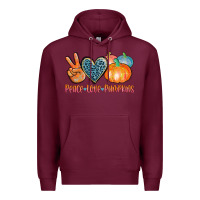 Burgundy peace love pumpkins Premium Hoodie - AdoDesignShop