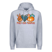 Heather Grey peace love pumpkins Premium Hoodie - AdoDesignShop