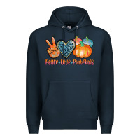 Navy peace love pumpkins Premium Hoodie - AdoDesignShop
