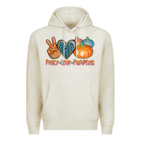 Oatmeal Heather peace love pumpkins Premium Hoodie - AdoDesignShop