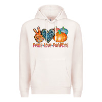 Pale Pink peace love pumpkins Premium Hoodie - AdoDesignShop