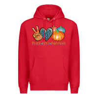 Red peace love pumpkins Premium Hoodie - AdoDesignShop