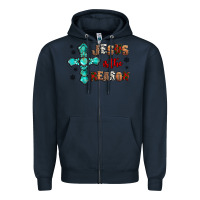 Navy jesus is the reason for this season christmas Zipper Hoodie - Jasminsmagicworld