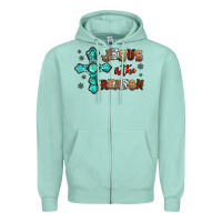 Seafoam jesus is the reason for this season christmas Zipper Hoodie - Jasminsmagicworld