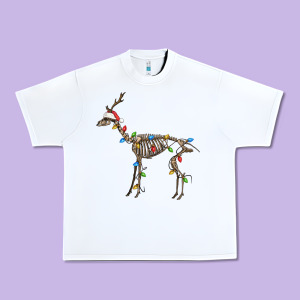 Christmas Deer Skeleton Urban Heavy Tee Designed By Fadigitalartstudio