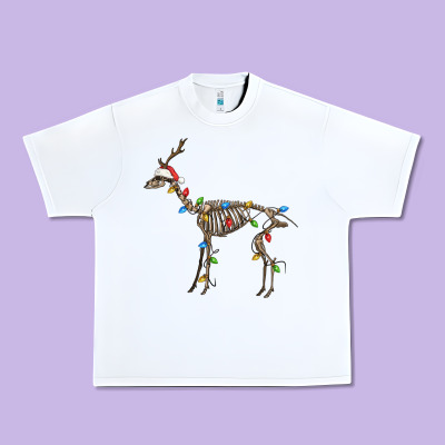 Christmas Deer Skeleton Urban Heavy Tee Designed By Fadigitalartstudio