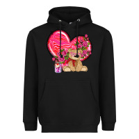 Black valentines heart with bear Heavyweight Hoodie - NancyCooperArtShop