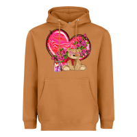 Meerkat valentines heart with bear Heavyweight Hoodie - NancyCooperArtShop