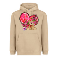 Mushroom valentines heart with bear Heavyweight Hoodie - NancyCooperArtShop