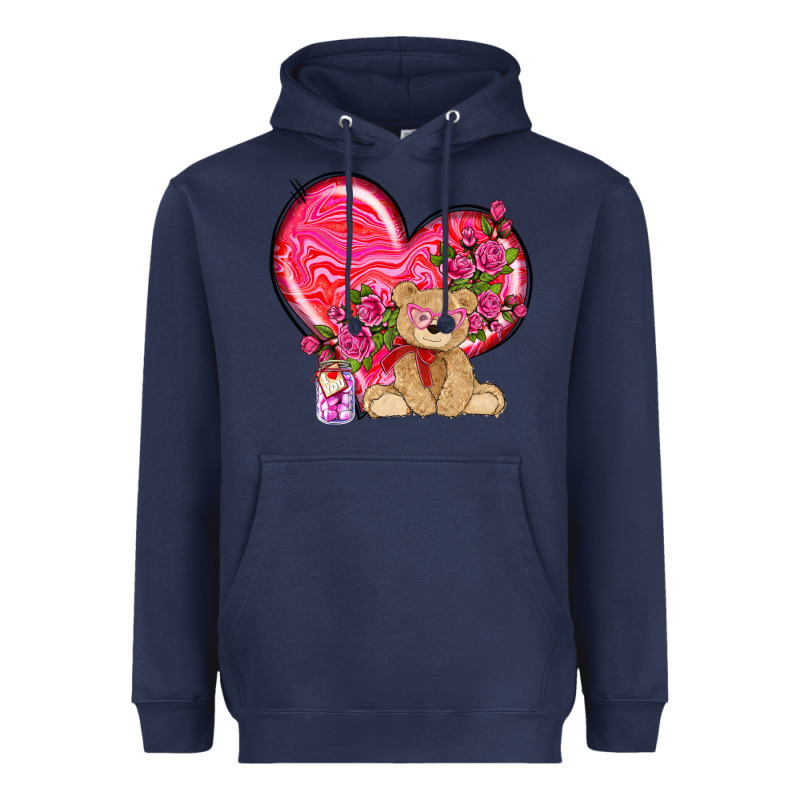 Valentines Heart With Bear Heavyweight Hoodie by NancyCooperArtShop | Teevron