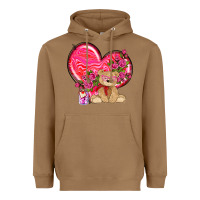 Toasted Coconut valentines heart with bear Heavyweight Hoodie - NancyCooperArtShop