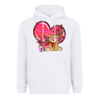 White valentines heart with bear Heavyweight Hoodie - NancyCooperArtShop