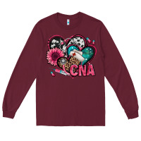 Burgundy certified nursing assistant cna hearts Long Sleeve Tee - Jasminsmagicworld