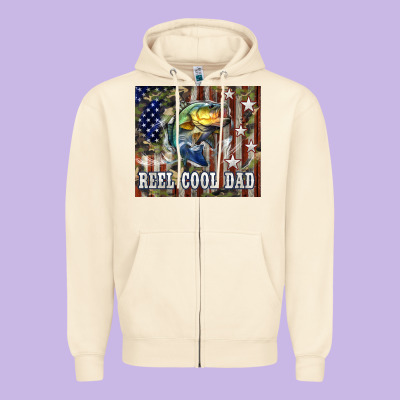 Western Reel Cool Dad Bass Zipper Hoodie Designed By Lillyallendesigns
