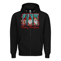 Black merry christmas gnomes Zipper Hoodie - BarkalooDesign