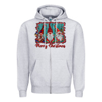 Heather Grey merry christmas gnomes Zipper Hoodie - BarkalooDesign