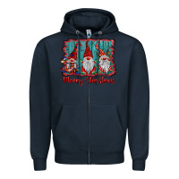 Navy merry christmas gnomes Zipper Hoodie - BarkalooDesign