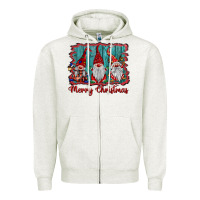 Oatmeal Heather merry christmas gnomes Zipper Hoodie - BarkalooDesign