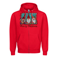Red merry christmas gnomes Zipper Hoodie - BarkalooDesign