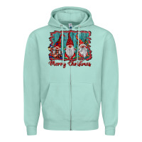 Seafoam merry christmas gnomes Zipper Hoodie - BarkalooDesign