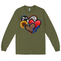 Army Green 4th of july american hearts Long Sleeve Tee - Jasminsmagicworld