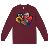 Burgundy 4th of july american hearts Long Sleeve Tee - Jasminsmagicworld
