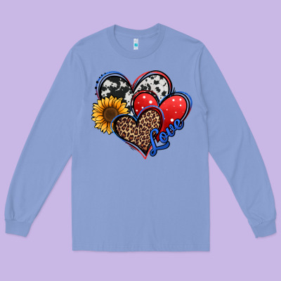 4th Of July American Hearts Long Sleeve Tee Designed By Jasminsmagicworld