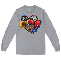 Heather Grey 4th of july american hearts Long Sleeve Tee - Jasminsmagicworld