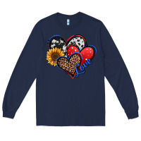 Navy 4th of july american hearts Long Sleeve Tee - Jasminsmagicworld