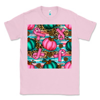 Bubblegum Pink breast cancer awareness with pumpkins seamless pattern Classic Tee - BundleAndBundleShop