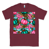Burgundy breast cancer awareness with pumpkins seamless pattern Classic Tee - BundleAndBundleShop