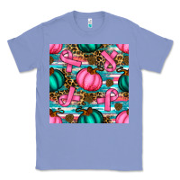 Colony Blue breast cancer awareness with pumpkins seamless pattern Classic Tee - BundleAndBundleShop