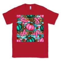 Red breast cancer awareness with pumpkins seamless pattern Classic Tee - BundleAndBundleShop