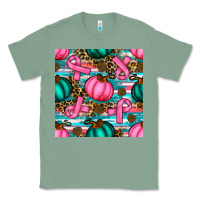 Sage breast cancer awareness with pumpkins seamless pattern Classic Tee - BundleAndBundleShop