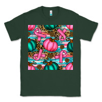 Sports Green breast cancer awareness with pumpkins seamless pattern Classic Tee - BundleAndBundleShop