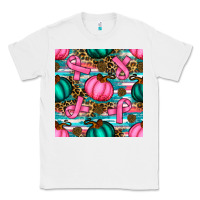 White breast cancer awareness with pumpkins seamless pattern Classic Tee - BundleAndBundleShop