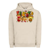 Pigment French Oak Fiesta with taco, nacho, souce Urban Hoodie - NancyCooperArtShop
