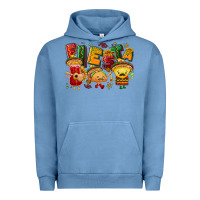 Pigment Pebble Blue Fiesta with taco, nacho, souce Urban Hoodie - NancyCooperArtShop