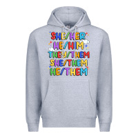 Heather Grey pride pronouns Premium Hoodie - Artiststas