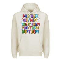 Oatmeal Heather pride pronouns Premium Hoodie - Artiststas