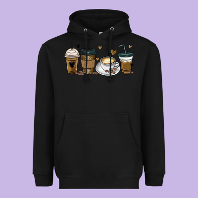 Coffee Latte Coffee Cups Heavyweight Hoodie Designed By Maliassmallbusiness